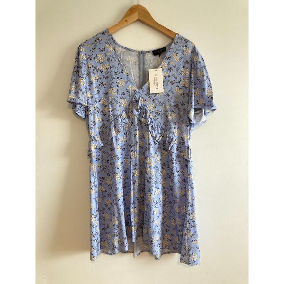 NWT In The Style Carys Whittaker Collab Dress Periwinkle Floral Print - Picture 1 of 3